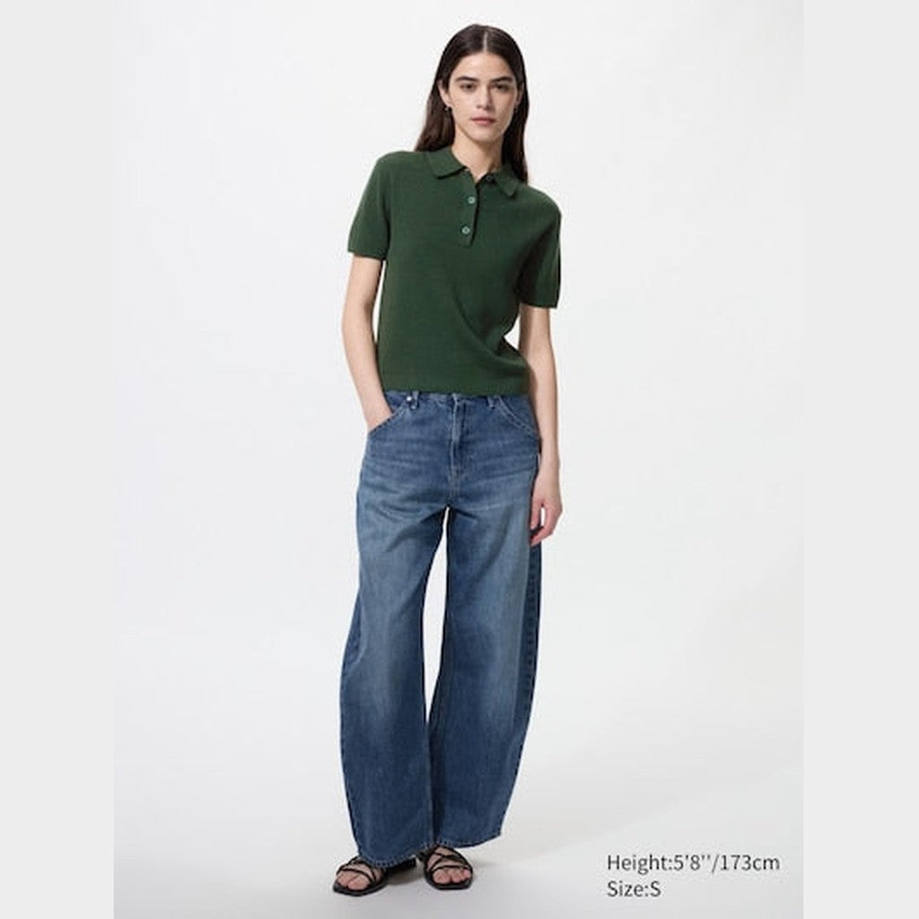 UNIQLO Women's Polo Jumper (Short Sleeve) - 01 OFF WHITE