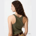 UNIQLO Women's Racer Back Bra Top (Ribbed) - 57 OLIVE