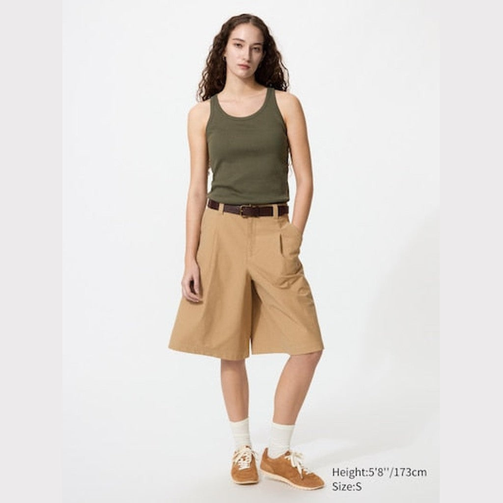UNIQLO Women's Racer Back Bra Top (Ribbed) - 57 OLIVE