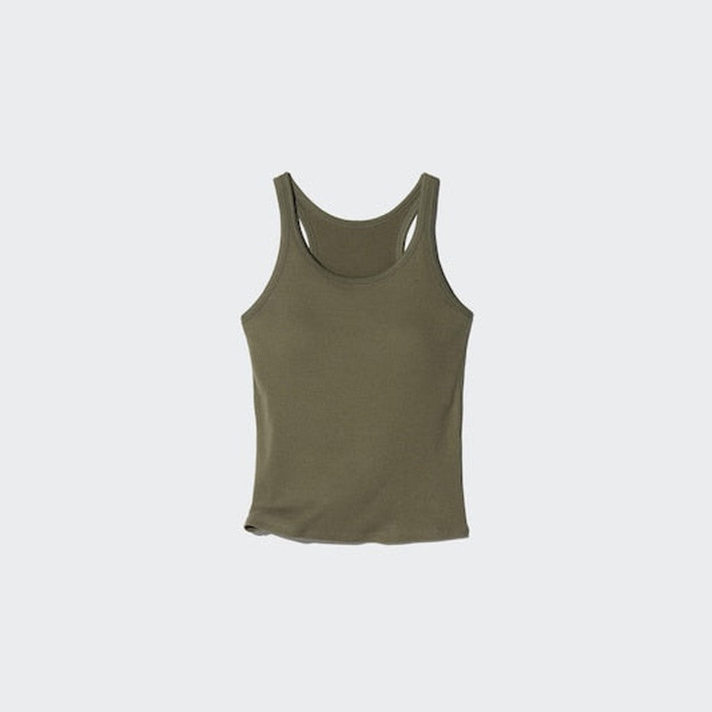 UNIQLO Women's Racer Back Bra Top (Ribbed) - 57 OLIVE
