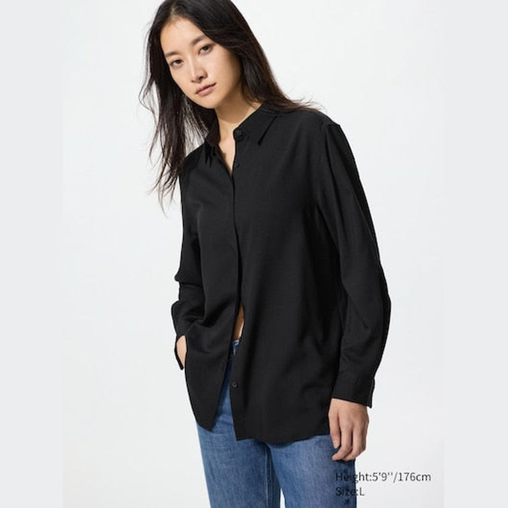 UNIQLO Women's Rayon Blouse - 09 BLACK
