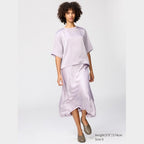 UNIQLO Women's Satin Oversized Short Blouse (Half Sleeve) - 70 LIGHT PURPLE