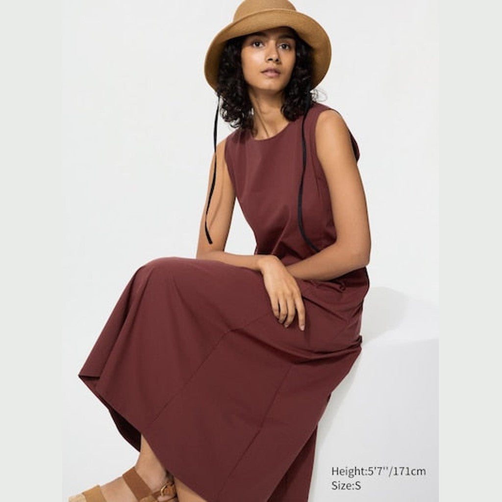 UNIQLO Women's Ultra Stretch AIRism Dress (Sleeveless) - 38 DARK BROWN