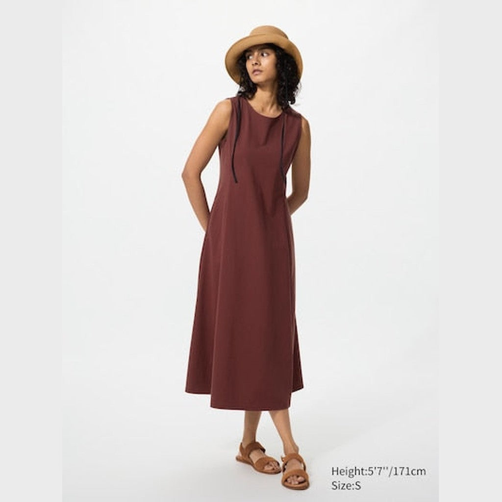 UNIQLO Women's Ultra Stretch AIRism Dress (Sleeveless) - 38 DARK BROWN