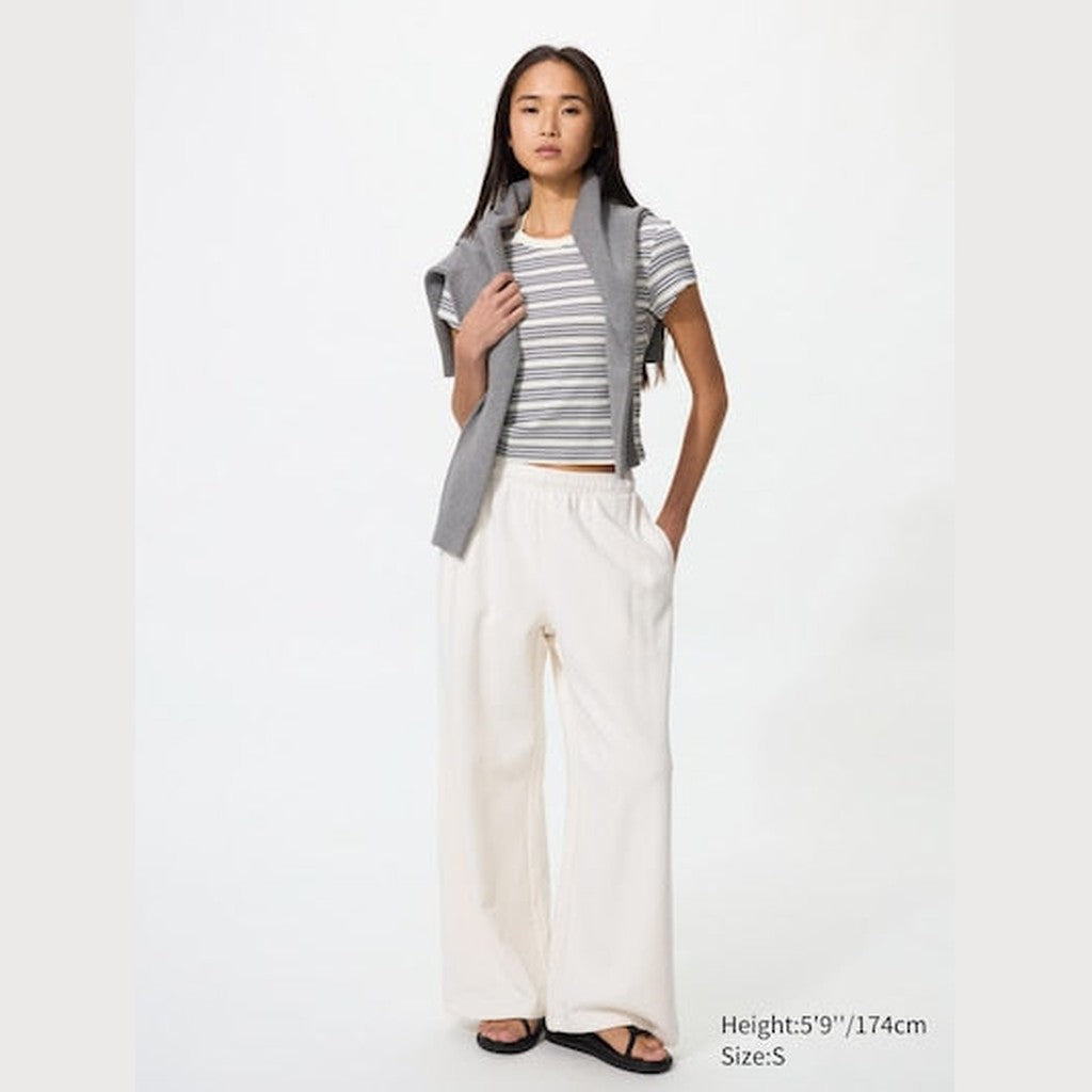 UNIQLO Women's Wide Sweat Trousers - 01 OFF WHITE